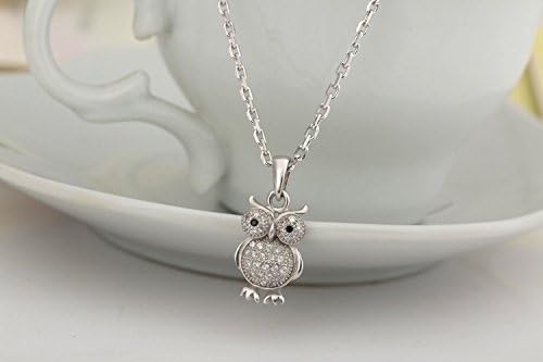 Leaf Heart Swarovski Element Sterling Silver Cubic Zirconia Owl Pendant Necklace (725)