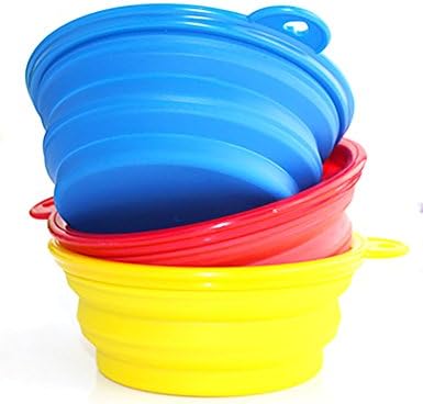 DomePet 7 Pcs Collapsible Travel Dog Bowl Set, 3 Pcs Bowl, 3 Pcs Carabiners, 1 Pcs ultrasonic flute dog whistle