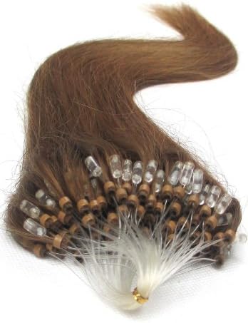 100 Strands Silky Straight Loop Micro Remy Human Hair Extensions - 17 Inch (#12 Light Golden Brown)