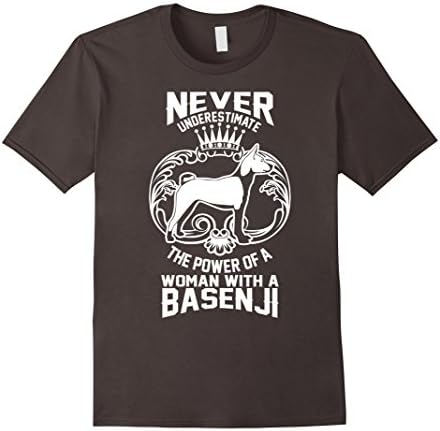 Men's Never Underestimate Power Of A Women With Basenji TShirt Small Asphalt
