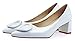 Sfnld Women's Retro Pointed Toe Metal Buckle Slip Ons Block Heel Pumps Shoes