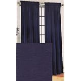 BLACKOUT Textured Thermal Insulated Rod Pocket Curtain PAIR 84'' x 63'' long - Navy by Linens4Less
