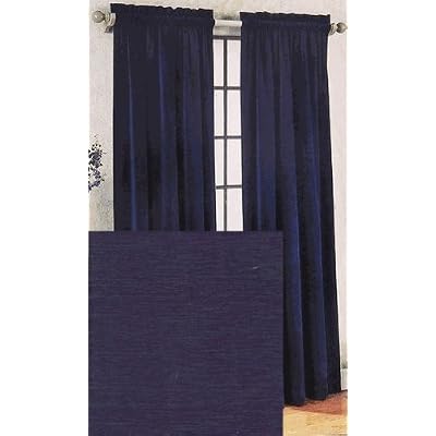 BLACKOUT Textured Thermal Insulated Rod Pocket Curtain PAIR 84'' x 63'' long - Navy