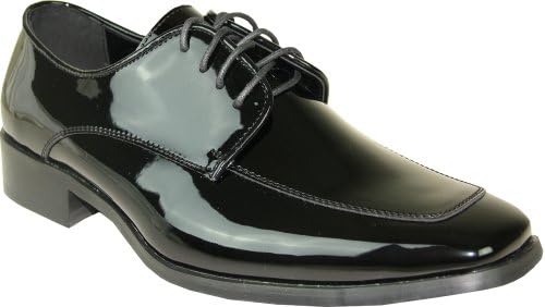 VANGELO Men Tuxedo Shoe TUX-3 Fashion Square Toe Designed for Wedding and Formal Events with Wrinkle Free Material Black Patent 16M