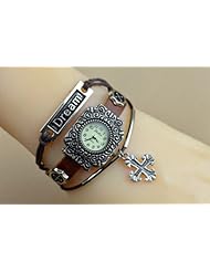 KANO BAK(TM) Retro Bronze Women Ladies Weave Wrap Dream Leather Bracelet Bangle Quartz Gift Watch