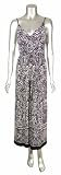 Lauren by Ralph Lauren Black/White Pull Over Patterned Maxi Jersey Knit Dress 12 Petite