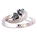 Narica Womens Novelty Heart Shaped Rainbow CZ Engagement Cocktail Ring
