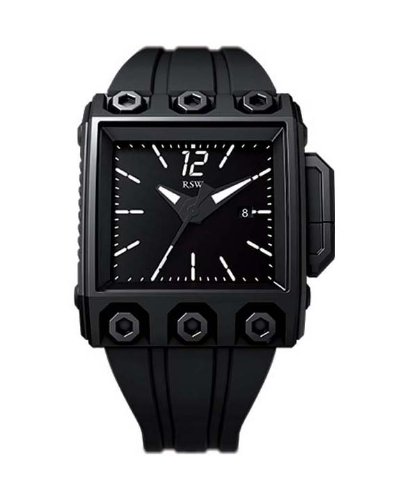 RSW Men's 7120.1.R1.H1.00 Outland Black IP Stainless Steel Automatic Luminous Hands Second hand Rubber Date Watch