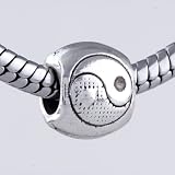 Pandora Style Bead Yin-Yan Diagram European Beads Symbol Fits Pandora Bracelet