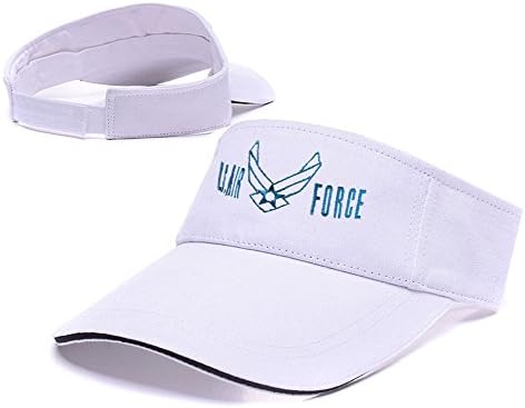 DEBANG USAF United States Air Force U.S. Air Force Logo Adjustable Visor Cap Embroidery Sun Hat Sports Visors - White