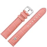 Marburger Bracelet de Montres: Cuir de boeuf, gravure alligator - 20 mm - rose - Boucle dore