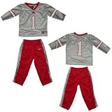Children Boys NCAA Ohio State Buckeyes #1 Sports long Sleeve Top and Pants Set - Grey & Red (Size: 3T)