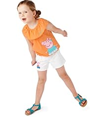 2 Piece Cotton Rich Peppa Pig Top & Shorts Outfit