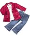Apparel : Nannette Little Girl 3 Pc Velveteen Blazer Set