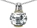 5.00 cts 925 Sterling Silver and 18k Gold Two Tone Genuine White Topaz Pendant