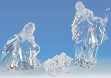 Set of 3 Icy Crystal Religious Holy Family Christmas Nativity Figures
