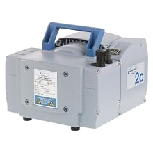 BrandTech 732300 PTFE MZ2C NT Dry Chemistry Diaphragm Pump with CEE Plug, 230V Power Supply, 1.12cfm Pumping Speed, 9.57" Width x 7.80" Height x 9.57" Depth
