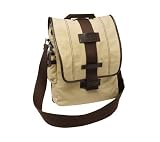 Nuo Tech  Vertical Canvas Messenger Bag-Color: Khaki