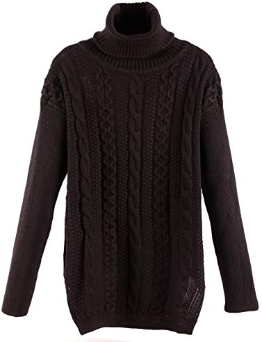 Yueqier Women Turtleneck Long Sleeve Cable Knited Jumper Pullover Spring Sweaters Black M