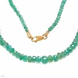 Necklace With Genuine Emeralds in 14K Yellow Gold. Total item weight 8.1g Length 17.5in -...