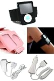 PCMICROSTORE Brand 3rd Generation New Apple iPod Nano 4gb 8gb Video Sports Adjustable Memory Foam Armband - Bundled with 12v Rapid Premium Car Charger and Home Travel Wall AC Adapter Charger - 2 Color Choices (MP3 Player NOT Included)