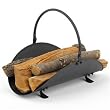 Woodfield Black 19" Wood Basket for Fireplace