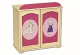 roba 97230 - Puppenkleiderschrank Happy Fee, Massivholz unbehandelt, 1 Kleiderstange, T&uuml;ren mit Stoff hinterlegt, abnehmbar und waschbar 57 x 54 x 25 cm