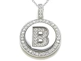 0.52 cttw Zoe R(tm) Sterling Silver Micro Pave Hand Set Cubic Zirconia (CZ) Letter B Initial Pendant