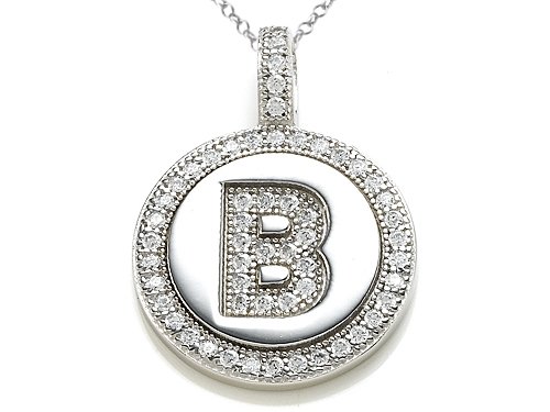 0.52 cttw Zoe R(tm) Sterling Silver Micro Pave Hand Set Cubic Zirconia (CZ) Letter 