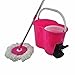 Woodsam (TM) Magic Spin Mop Microfiber Spining with Bucket 2 Heads 360° Rotating Floor Mop Easy (Pink)