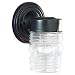 Sea Gull Lighting 8550-12 Single-Light Outdoor Wall Lantern with Clear Ribbed Glass, Black