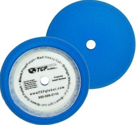 TCP GlobalÂ® Brand 8" Blue Medium Foam Grip Pad Light Cut Polish Buff - Hook & Loop