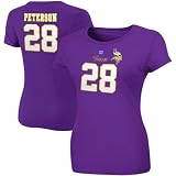 NFL Womens Minnesota Vikings Adrian Peterson Fair Catch IV Short Sleeve Crew Neck Tee By Majestic (Regal Purple, Medium)