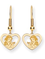 Disneys Snow White Heart, Wire Earrings in 14 Karat Gold