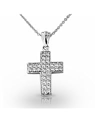 Palladium Stunning Pave Diamond Cross Pendant. 1 CTW