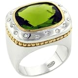 Sterling Silver Cushion Cut Peridot Cz Ring
