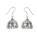 Bijoux en argent sterling 925 - Clochettes ethniques indiennes - Boucles d'oreilles chics et élégantes pour femmes - Mode 2012 Image du produit