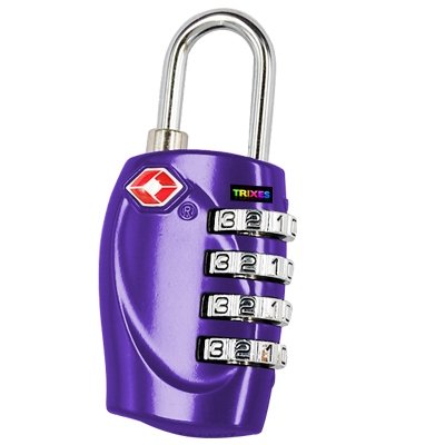 TRIXES 4-Dial TSA Combination Padlock Luggage Travel Purple