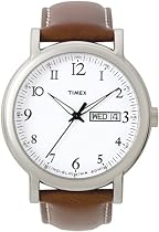 Timex Men's Classic Silver-Tone Leather Dress Watch #T2M489