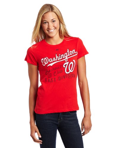 MLB Women's Washington Nationals Firestorm Short Sleeve Crew Neck Tee (Athletic Red, Large)