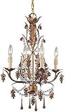 Lite Source C7367 Austell 4-Lite Chandelier, Antique Brass with Crystal Drops