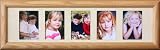 Multiple Opening ~ FIVE ~ 2x3 Wallet LIGHT/MEDIUM Oak Photo Frame ~ Holds Five-2x3 Wallet Pictures ~ Laser Cut Cream Marble Mat