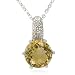 Sterling Silver Round-Shaped Citrine with White Topaz Accent Stone Pendant, 18.5