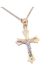14K Two Tone Gold Crucifix Charm