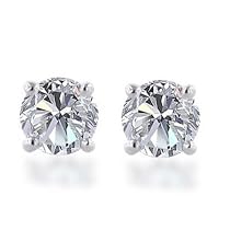 10k Gold, Round, Diamond Stud Earrings (1/10 cttw, J-K Color, I2-I3 Clarity)