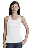 Upscale Ladies 100% Cotton 2 X 1 Tank Top Shirt - White