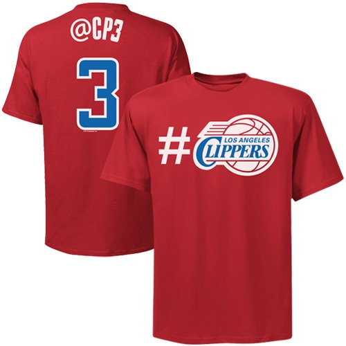 NBA Majestic Chris Paul Los Angeles Clippers #3 Twitter T-Shirt - Red (Small)