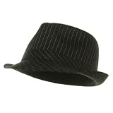 Big Size Pinstripe Fedora Hat-Black White W08S57F
