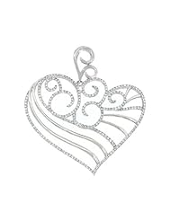 Ladies 18K White Gold 1.82Ct Round Cut Diamond Designer Charm Heart Pendant 11Gr