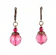 Earrings - E396 - "Crystalline" Balls on Copper Tone Leverbacks ~ Berry
